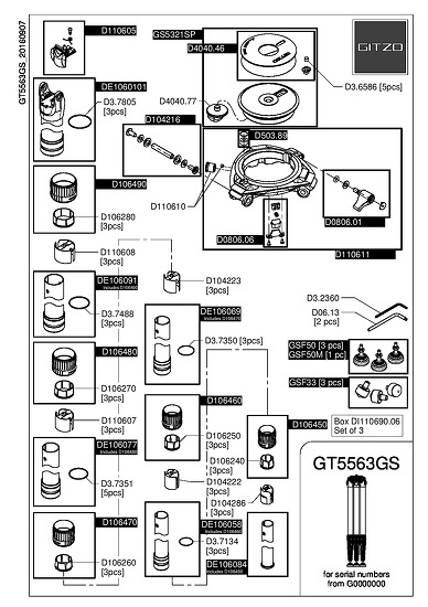 Gitzo GT5563GS Spare Replacement Parts